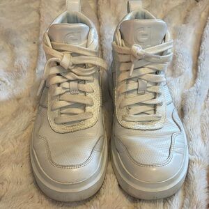 Cole Haan White Chunky Leather Sneakers with Embossed Logo